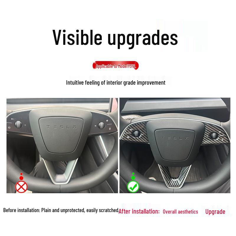 Protective Stickers for Tesla Model Y/3/YL Steering Wheel Buttons - Interior Upgrade