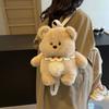 Niedlicher Bärenrucksack Mädchen mit Hasen Süße Umhängetasche Puppe Cartoon Tier Plüsch Stofftier Rucksack