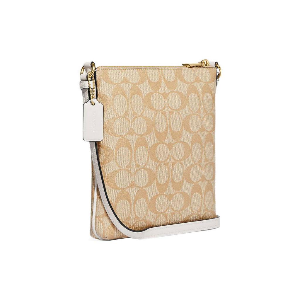 Coach Rowan 21 Classic Monogram Zip Closure Coated Canvas And Smooth Leather Document Bag Mini Women Shoulder Bag Light-Khaki CF340-IMDQC
