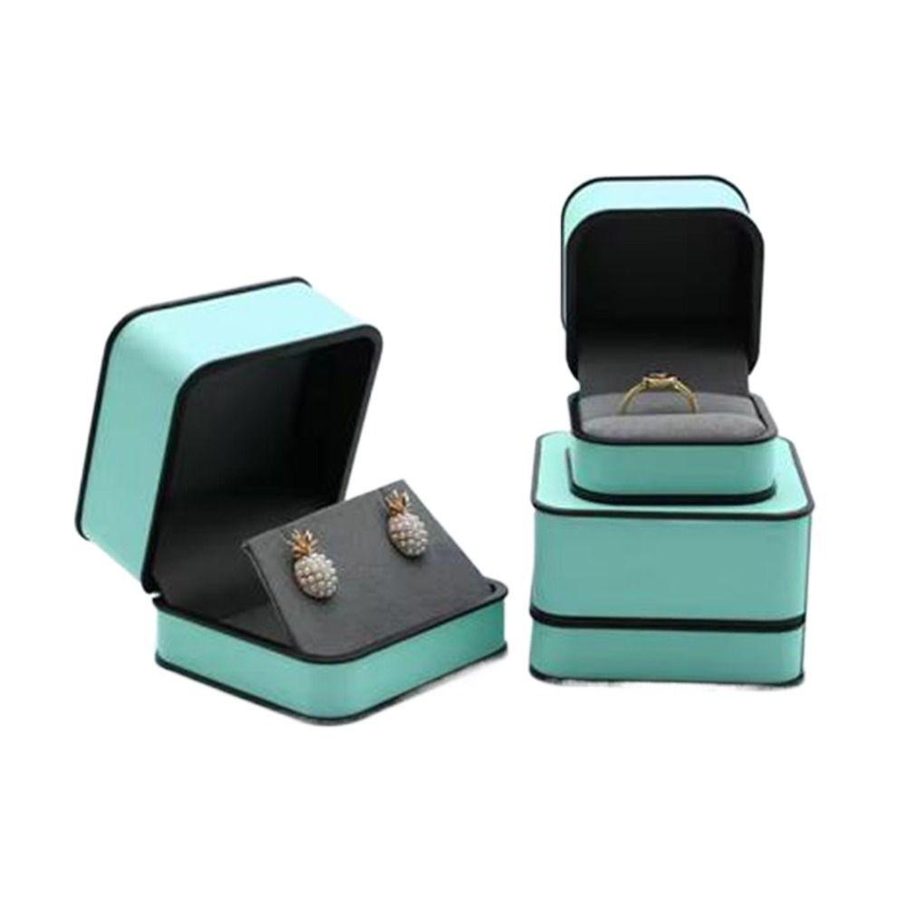 Round Corner PU Jewelry Box Rectangular Jewelry Display Box Modern Ring Gift Box  Engagement