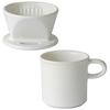 Kamoshika Douguten Keramik Kaffee-Dripper und Tassen-Set für eine Person, Banko-Keramik, Hergestellt in Japan (Weiß)