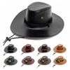 Unisex Western Leather Hat with Wide for