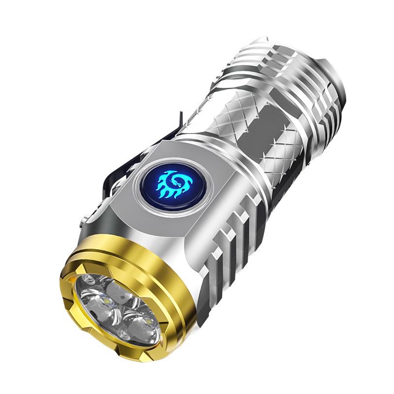 Hot-Selling Rechargeable Three-Eye LED Flashlight: Super Bright, Long-Range, Portable for Outdoor and Night Riding.