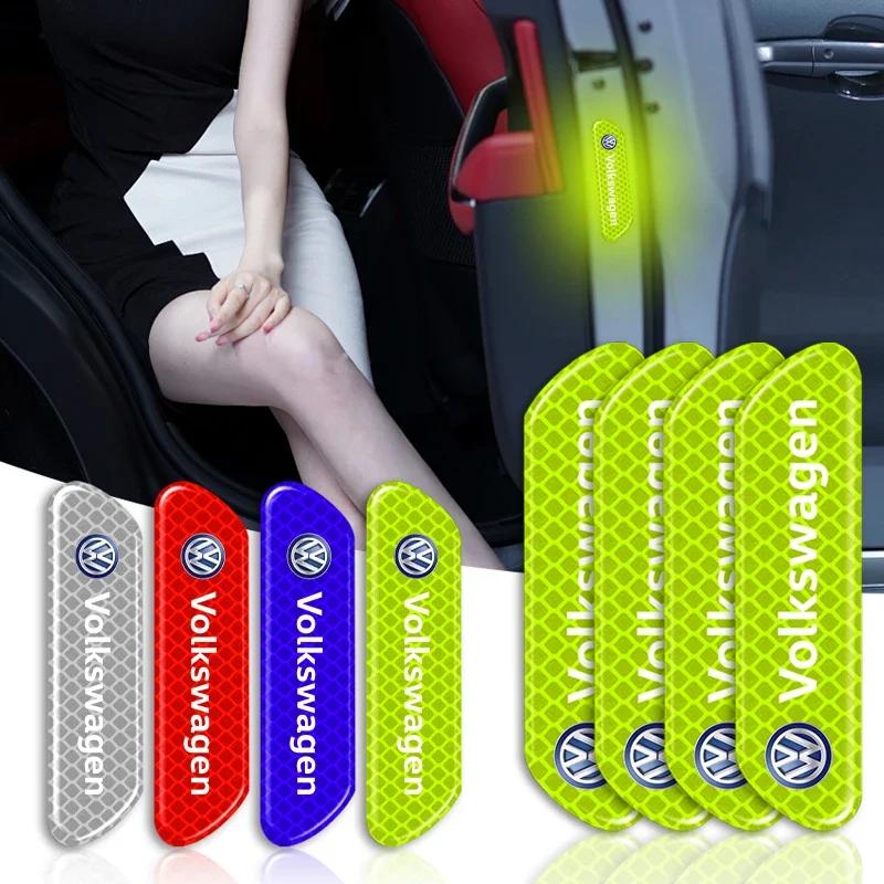 VW Dla Volkswagena 4 szt. Samochodowe Odblaskowe Naklejki Ostrzegawcze Bezpieczeństwa Drzwi Samochodowe Stylizacja Samochodu Dla Volkswagena VW POLO GOLF 4 5 6 7 7.5 8 MK4