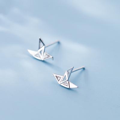 Paper Crane Earrings Short Earrings Fashion Design Sense Simple Temperament Student Small Earrings