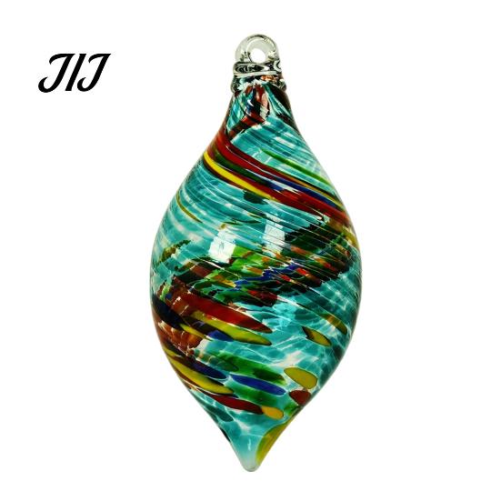 Artistic Indoor Outdoor Decor Hand Blown Glass Ball Ornament, Colorful Christmas Hanging Decoration Reflective Baubles for Tree, Window, Patio,