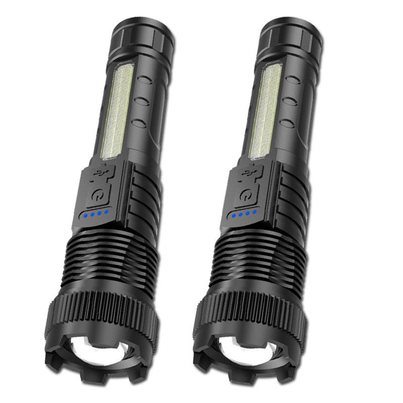 Powerful Flashlights Type-c Rechargeable Torch Light High Zoom LED Flashlight Built-in Battery for Camping Emergency Lamp