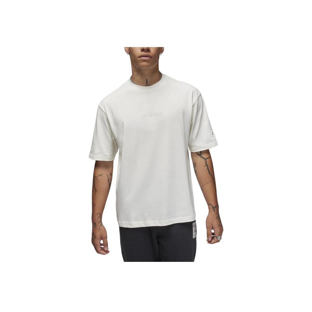 Jordan Wordmark Series Solid Color Crew Neck Casual Short Sleeve T-Shirt Men Tops White FJ1970-133