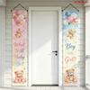 2D Flat, 2pcs Baby Gender Reveal Banner with Pink & Blue Balloons, Teddy Bears, Hearts & Suitable for, Baby Shower Party Decorations, Door Hanging Gar