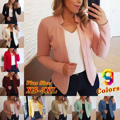Trendige Mode Frauen Langarm Blazer Solide Büro Dame Anzug Mantel Plus Größe Weibliche Kleidung 9 Farben