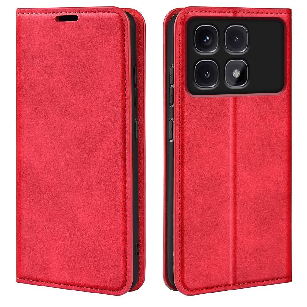 

For Xiaomi Redmi K70 Ultra Case Skin-Touch Leather Wallet Phone Cover Red