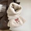 Winter Warm Knitted Scarf Selected Autumn and Winter Wool Blended Monochrome Embroidered Scarf Women's New Versatile Parent Child Style