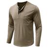 Men's Long-Sleeve Round Neck Henley Collar Base Layer T-Shirt