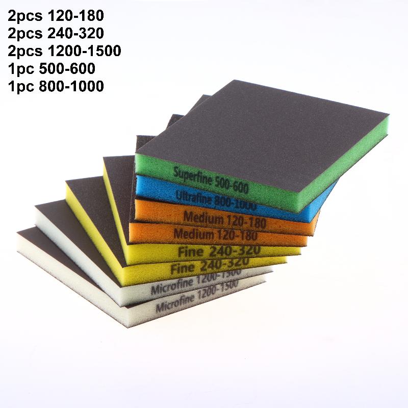 8Pcs Double Sided Sponge Sanding Pads Portable Car Furniture Polishing Assorted Grits 120 To 1500