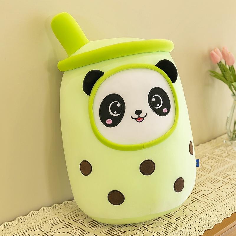 24cm Kawaii Boba Frucht Bubble Tea Cartoon Panda Plüschtier Stofftiere Niedliches Essen Milchtee Weiche Spielzeuge Zimmerdeko Kissen Geschenke