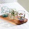 Double-Wall Dried Flower Glass Mug with Handle 350ml Borosilicate Glass Coffee Cup for Hot Cold Drinks Heat-Resistant Clear Unique Gift for
