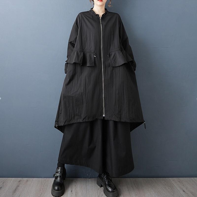 long sleeve oversized vintage  casual loose autumn spring trench coat for women Outerwear