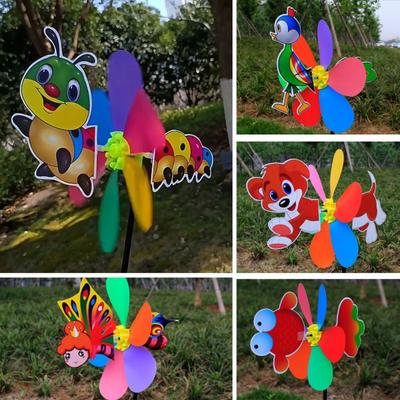 Three Dimensional Animal Bee Six Colors Windmill Plastic Wind Spinner  Home Garden Decoration