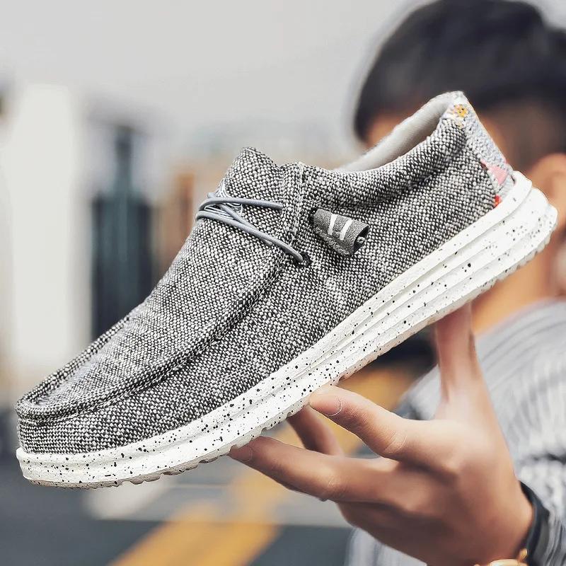Men's Lightweight Comfy Slip-On Casual Shoes, Breathable Non-Slip Canvas Shoes, Spring And Summer