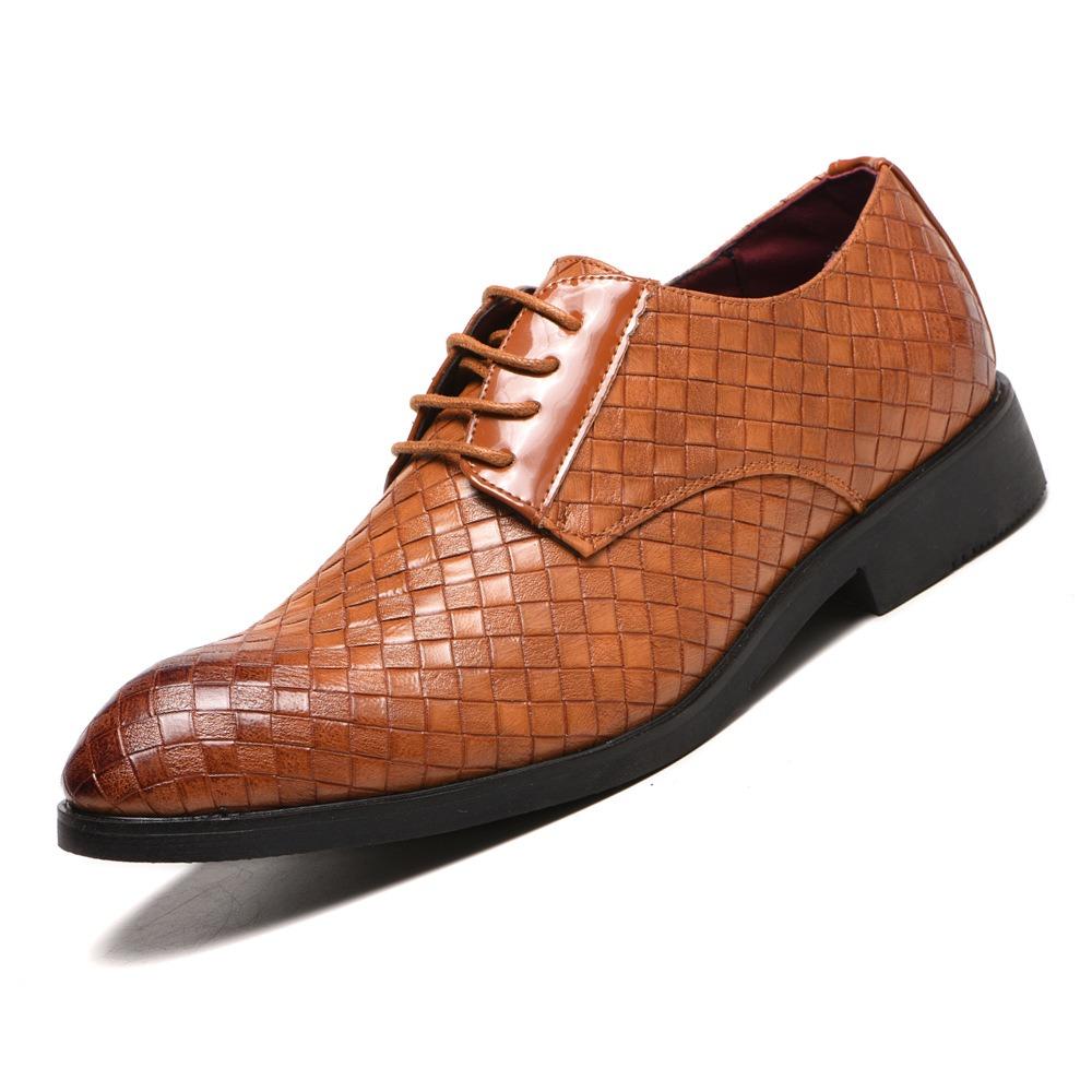 Checkered Leather Shoes Men Big Size Casual Shoes for Men