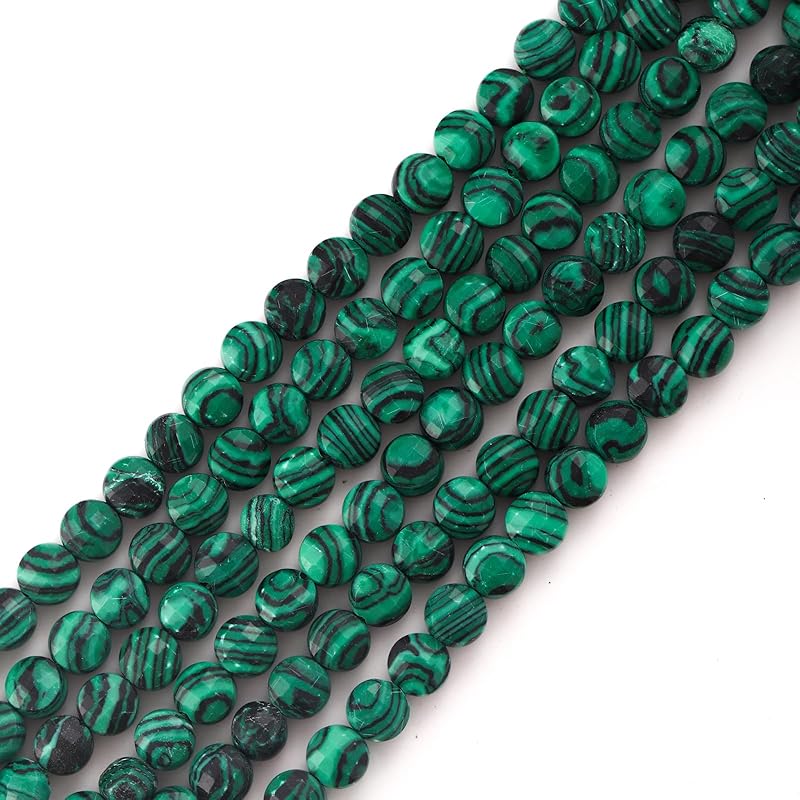 6mm Faceted Natural Amazonite Stone Beads Coin Disc Gemstone Spacer Beads for Jewelry Making DIY Bracelet Necklace