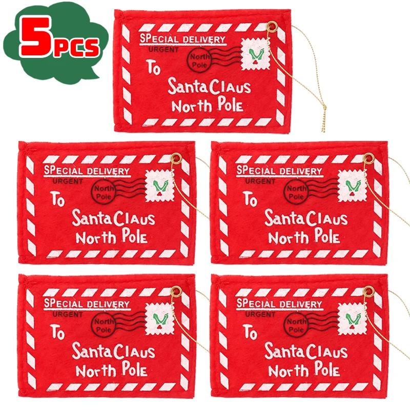 

Конверт Санта-Клауса Красный войлок Нетканый конверт с вышитыми буквами для рождественской елки Подвесные открытки Конфеты Подарки Сумки Домашний декор
