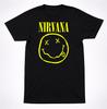 Nirvana Smiley Face Logo T-Shirt Yellow Graphic Grunge Rock Band Tee