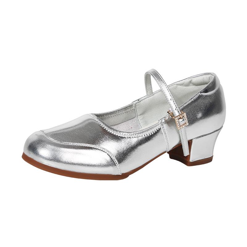 

2025 трансграничные новые туфли для латиноамериканских танцев, туфли для народного танца, низкие, на мягкой подошве, женские кожаные туфли для современных выступлений 41 серебряный