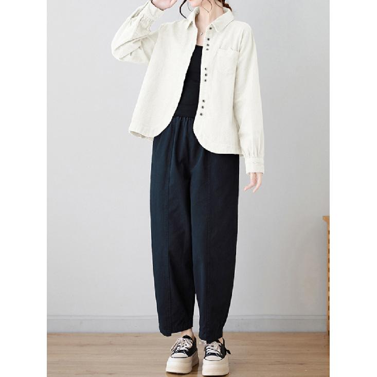 Cardigans Blazer Veste Décontractée Mode Femme Grande Taille Col Rabattu Manches Longues Ample Velours Côtelé Ample L-3XL