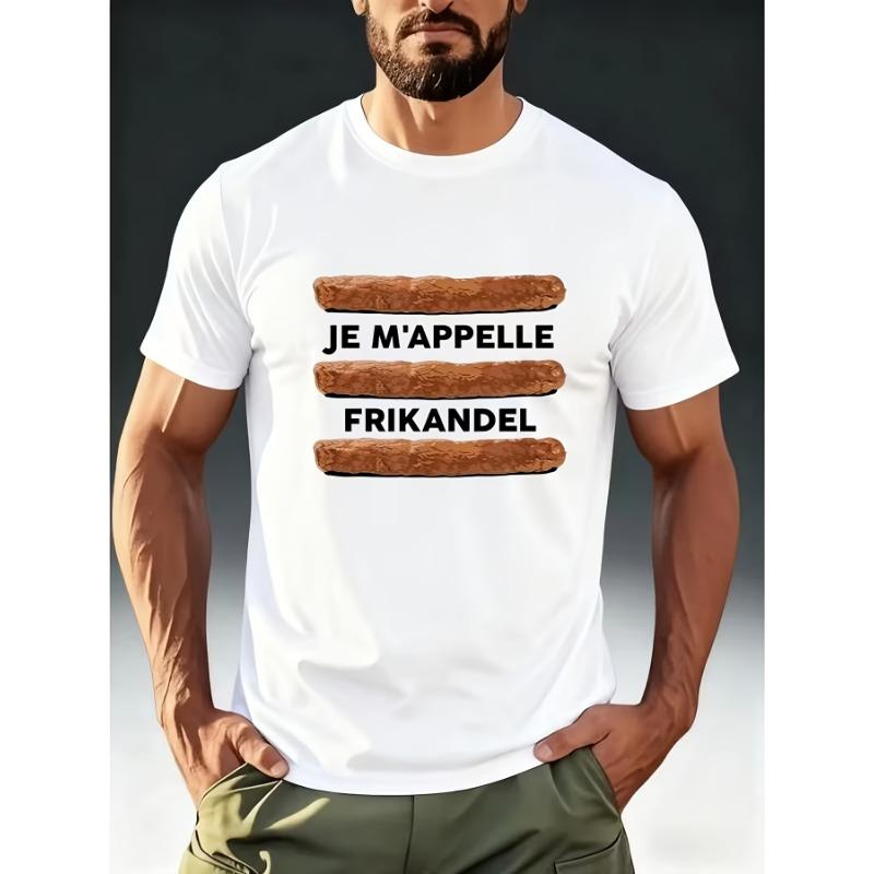 

European sizes Men s Dutch Frikandel Print T-Shirt JE M APPELLE FRIKANDEL - Casual Round Neck Short Sleeve Tee Suitable for Gym 4XL