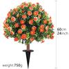 Artificial Chrysanthemum Garden Stake with Eucalyptus Accent - Decorative Faux Greenery
