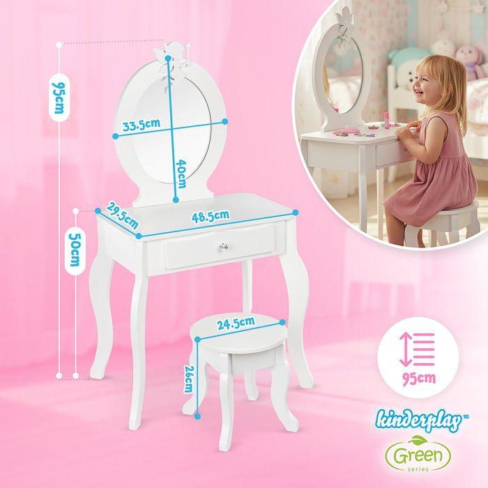 Coiffeuse Enfant - GREEN SERIES - GS3310 - Bois Et MDF - Miroir Plexi - Autocollants Inclus
