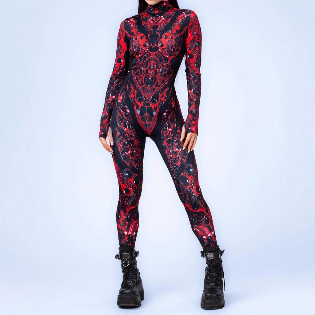 Unisex Cyber Punk 3D Digitaltryck Halloweenfest Rollspelsdräkt Kvinnor Män Cosplay Kostym Karnevals Jumpsuit