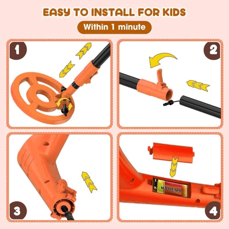 Outdoors Metal Detectors for Kids Ages 5 12 Lightweight ABS Construction LCD Visual Feedback Adjustable 27.5 37.8Inch Poles