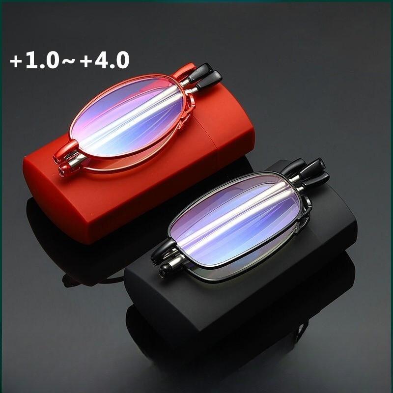 6PCS Anti Blue Light Glasses With Case Folding Glasses Portable Telescopic For Outdoor Activities Presbyopia Correction Reading