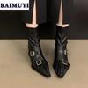 Pointed Toe High Heels Women Ankle Boots Office Shoes 2025 Trend Sexy Brand Zipper Chunky Punk Boots Designer Pumps Mujer Botas