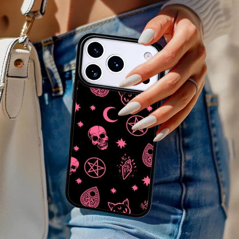 Girly Pastel Witch Goth Pattern Phone Case For iPhone 17 Air 14 15 13 12 Max Cover For Apple 14 15 16 16e 11 Pro Max Plus