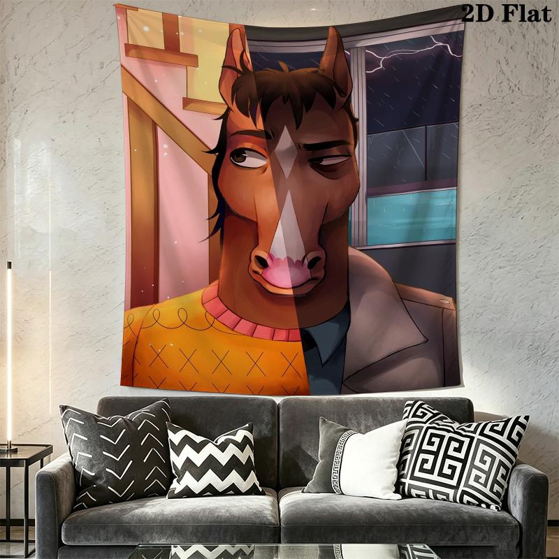 BoJack Horseman Gobelin Ścienny Estetyczny Dekor Ścienny Drukowany Materiał Kocyk Dekoracyjne Gobeliny do Sypialni Salonu Wystrój Domu