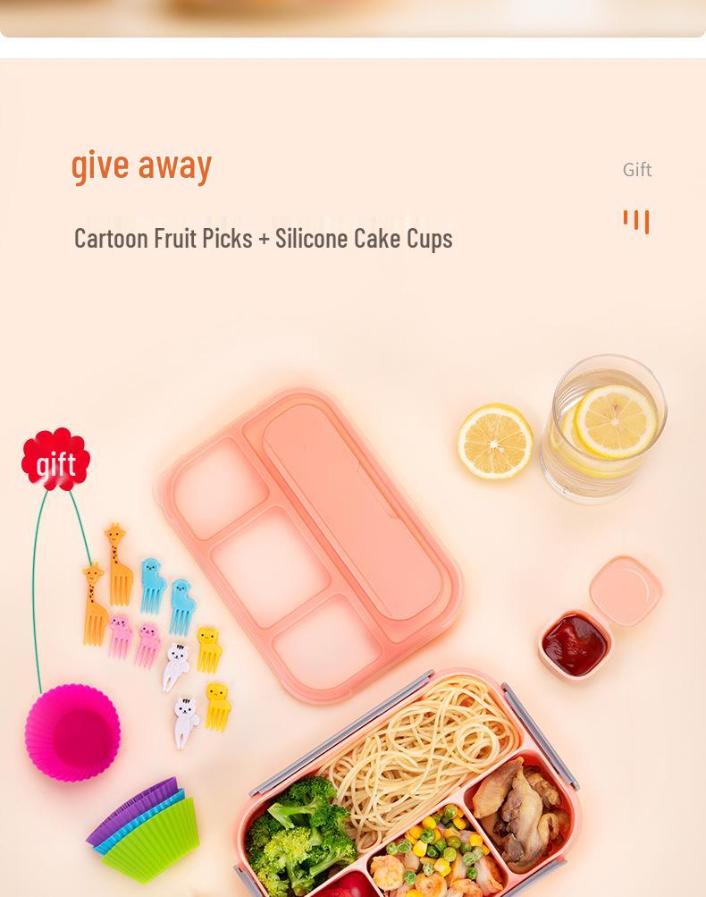 Set da 16 pezzi di portapranzo bento in plastica per studenti con scomparti adatti al microonde e stuzzicadenti per frutta