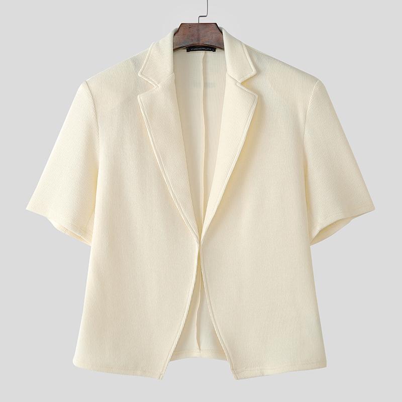 

INCERUN Men Short Sleeve Open Front Texture Knitted Casual Tops Cardigan 4XL абрикосовий