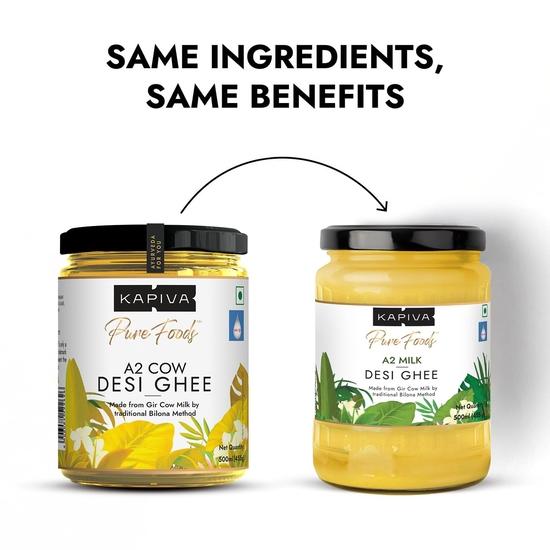 Kapiva Cetrified A2 Gir Cow Ghee 500ML | Traditional Vedic Bilona Method | Grassfed, Pure & Healthy | Curd-Churned | Rich In Nutrition