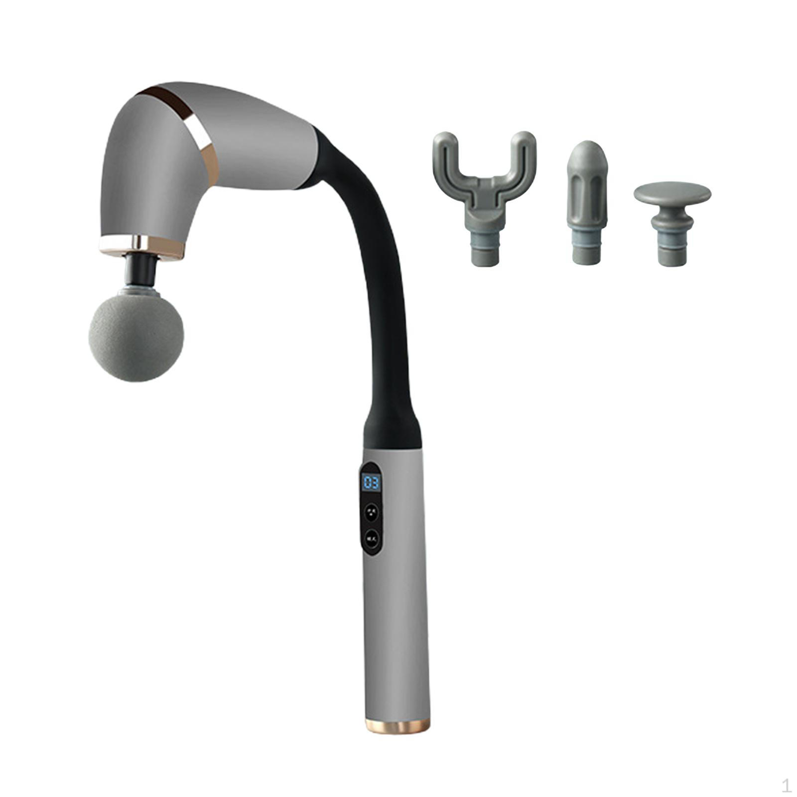 

Ручной массажер с 6 режимами и 4 головками для плеч, спины, шеи серый