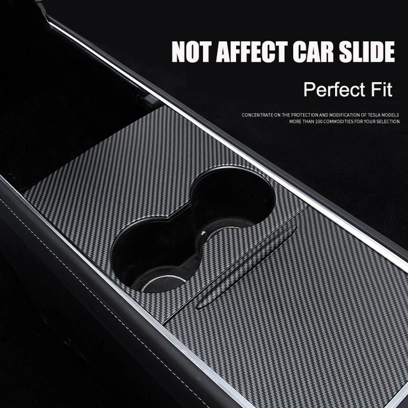 Ultra-thin Center Console Cover For Tesla Model Y 3 2023 Glossy Carbon Fiber Central Control Panel Trim Interior