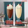 2 Stück 2D Flachdruck Fensterdekoration Vorhänge Schokolade Vanille Milchshake Hier genießen Polyester Ohne Strom Saisonbedingt