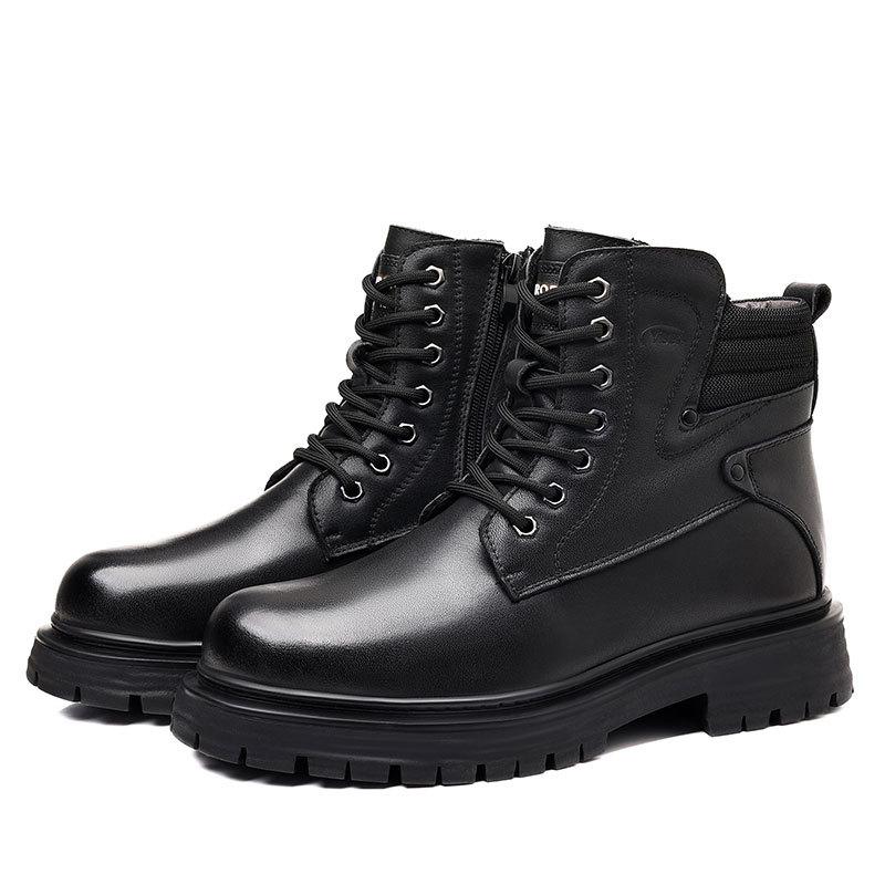 Winter new leather men's boots sheepskin integrated leather boots men's thick-soled thermal Martin boots casual men's shoes Wenzhou