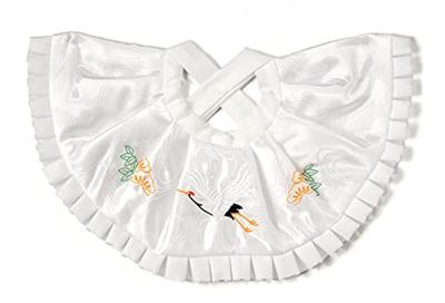 aDays Baby Made In for First Meal Ceremony At Shrine Japanese Embroidered Pine and Crane Pattern Bib, Japan, Visits, (White)