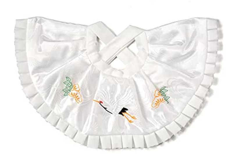 

aDays Baby Made in for First Meal Ceremony at Shrine Japanese Embroidered Pine and Crane Pattern Bib, Japan, Visits, (White)