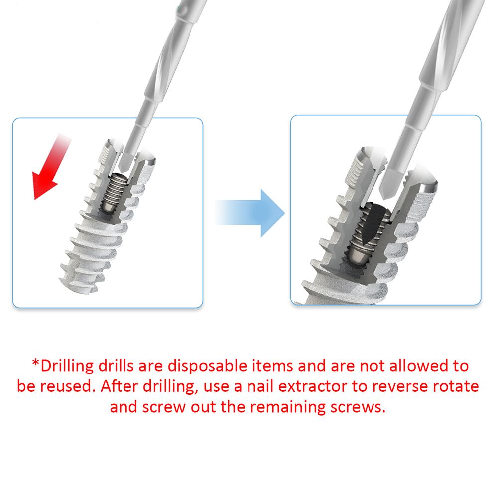 1Set Dental Implant Remover Kit Drill Guide Extraction Sit Broken Fixture Surgical Instrument Dental Tool Screw