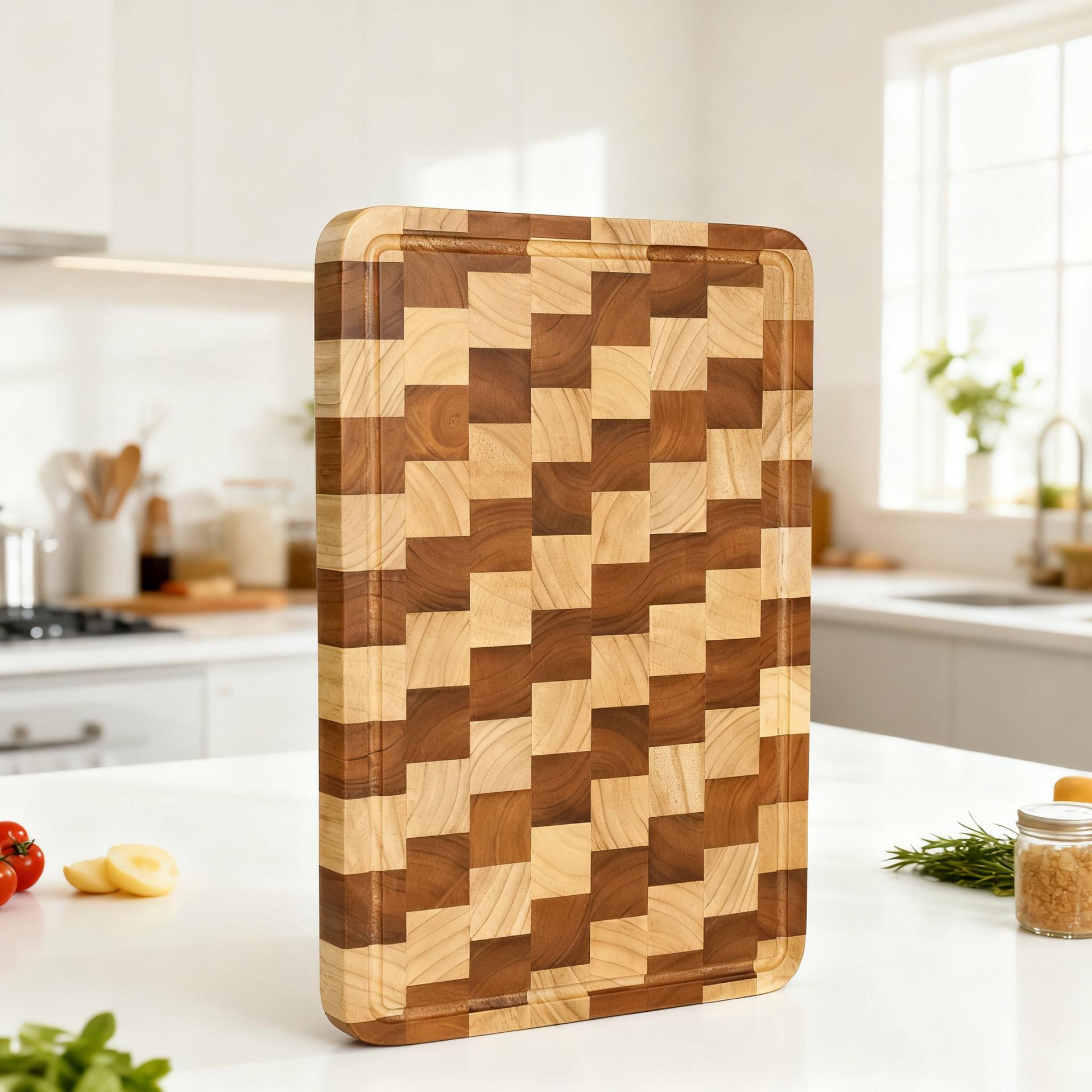 Large Wooden Chessboard Cutting Board: Thickened, Versatile for Vegetables, Fruits, Desserts, and Steaks