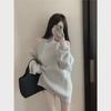 Women's Off-Shoulder Black Knit Sweater - Loose Korean Style for Autumn/Winter 2024